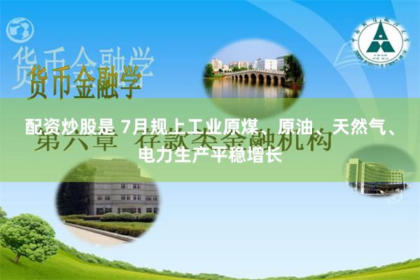 配资炒股是 7月规上工业原煤、原油、天然气、电力生产平稳增长